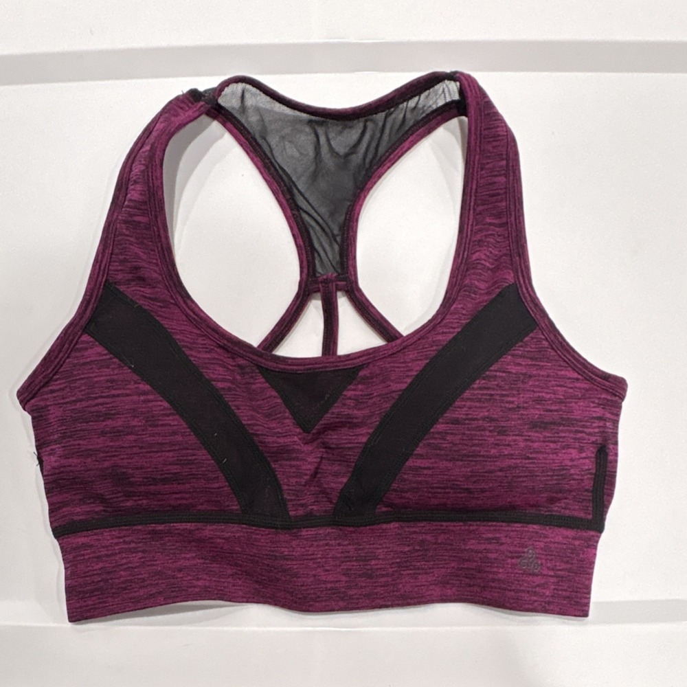 Soho Sport Women's Purple Black Racerback Sports Bra Size S Pullover Wireless